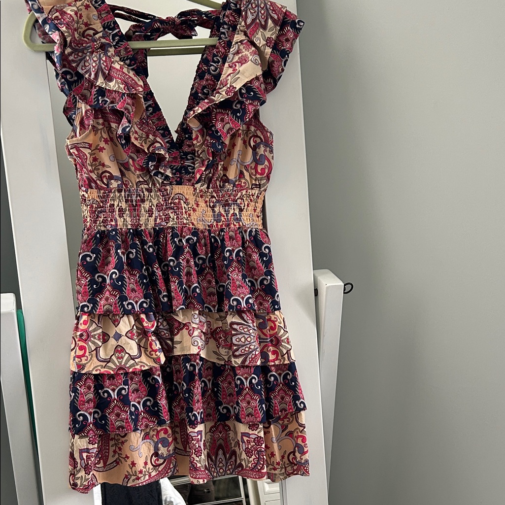 Fall Floral Ruffle Dress Size Large